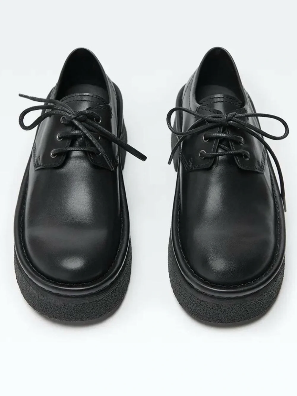 E8 by Miista Chunky Black Leather Lace Up Oxfords